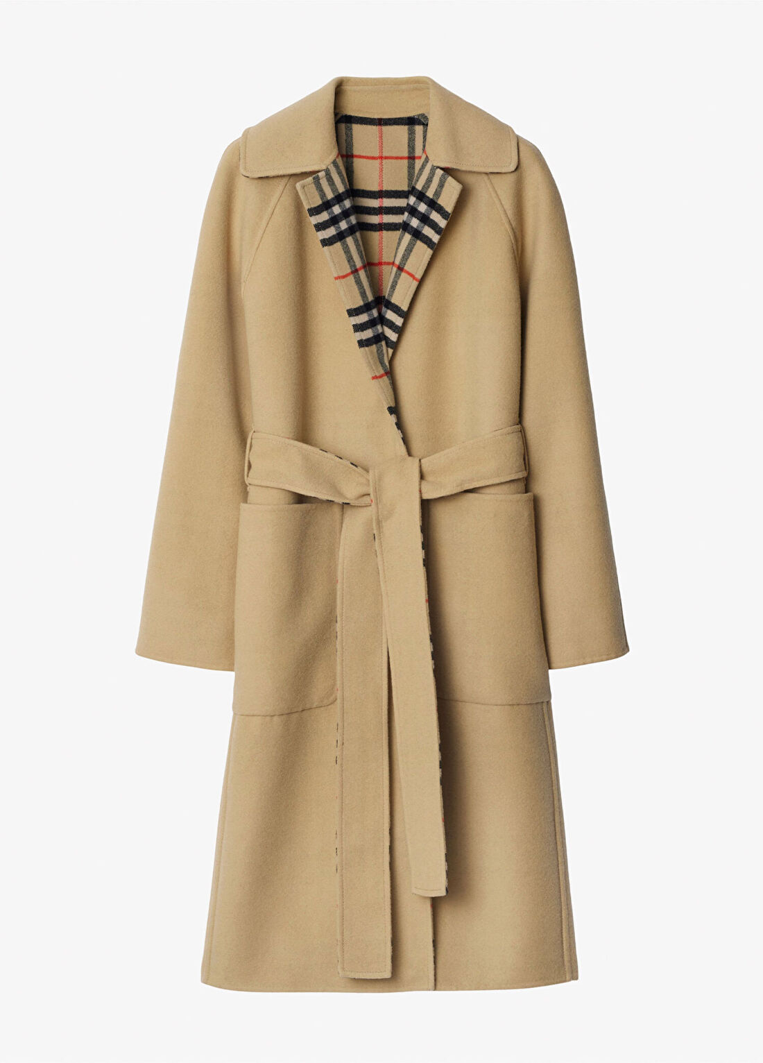 Burberry Giu Reversible Wool Wrap Bej Yün Kadın Palto