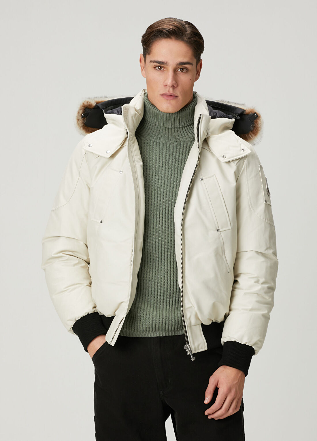 Moose Knuckles Original Ballistic Krem Kapüşonlu Bomber Mont
