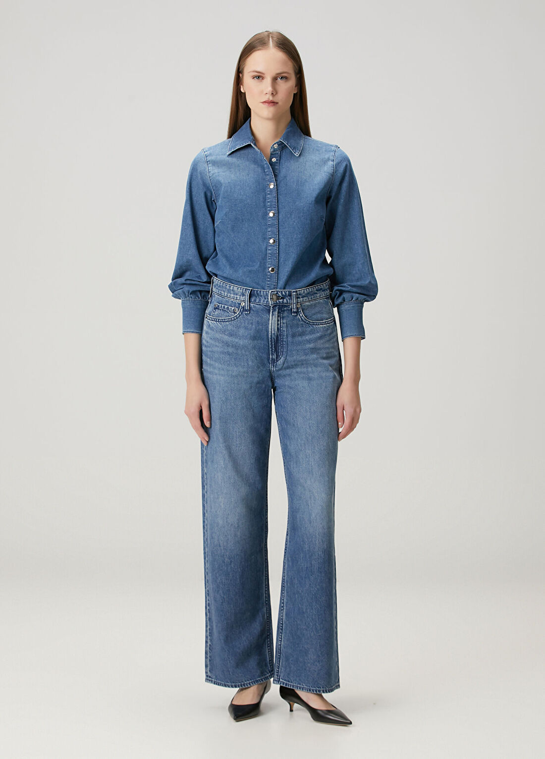 Rag&Bone Logan Wide Leg Mavi Jean Pantolon