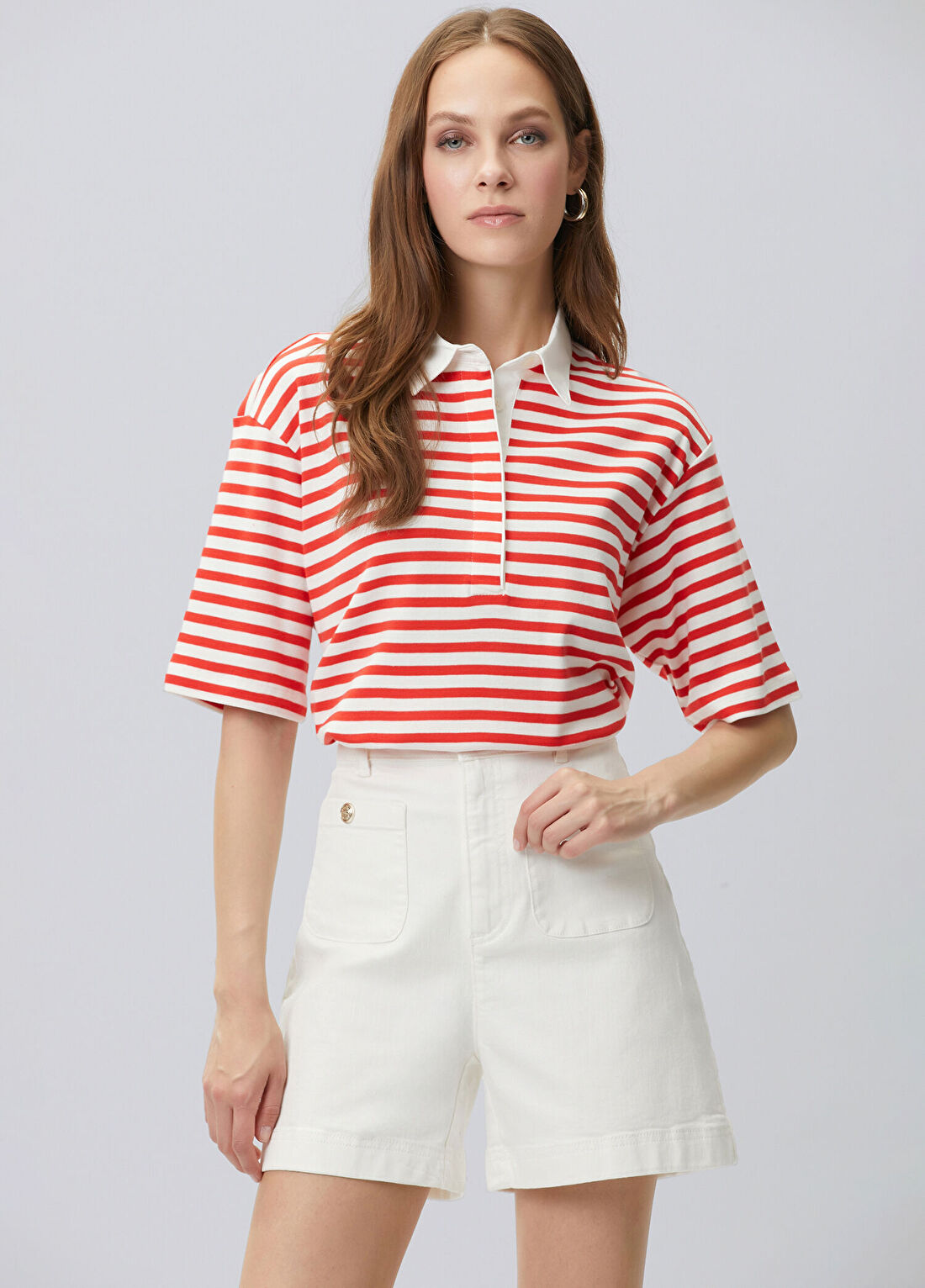 Network Kırmızı Beyaz Çizgili Polo T-shirt