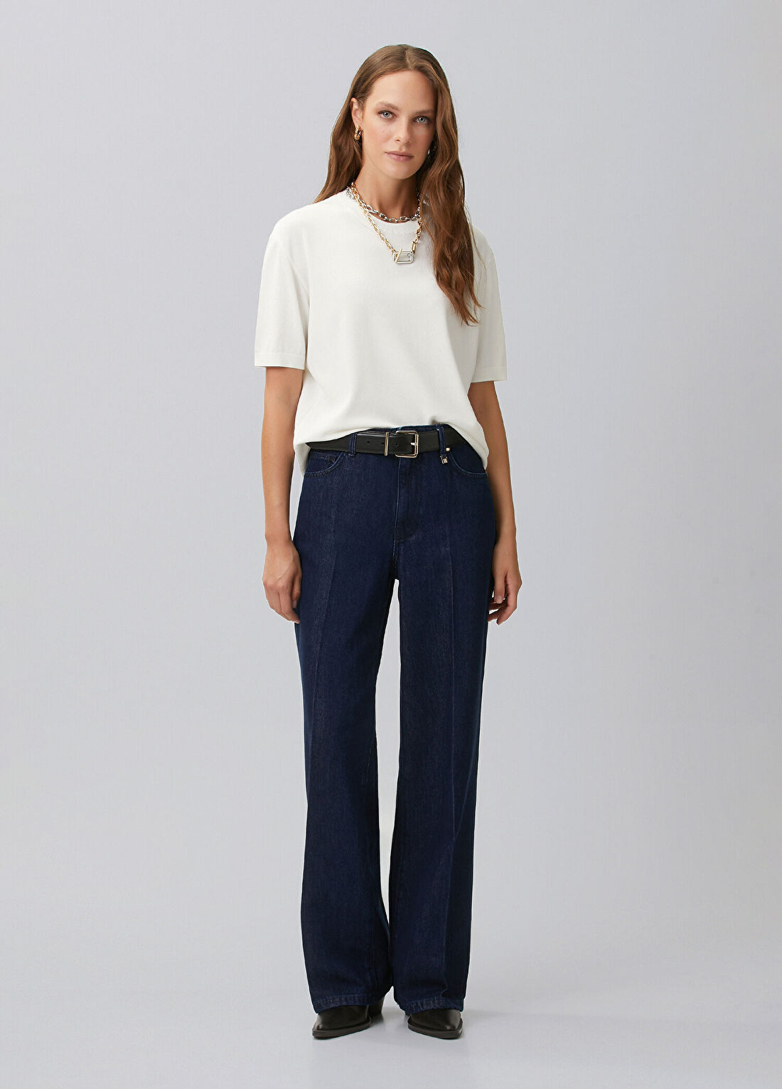 Network Kırık Beyaz Rayon Basic Kazak görsel 3