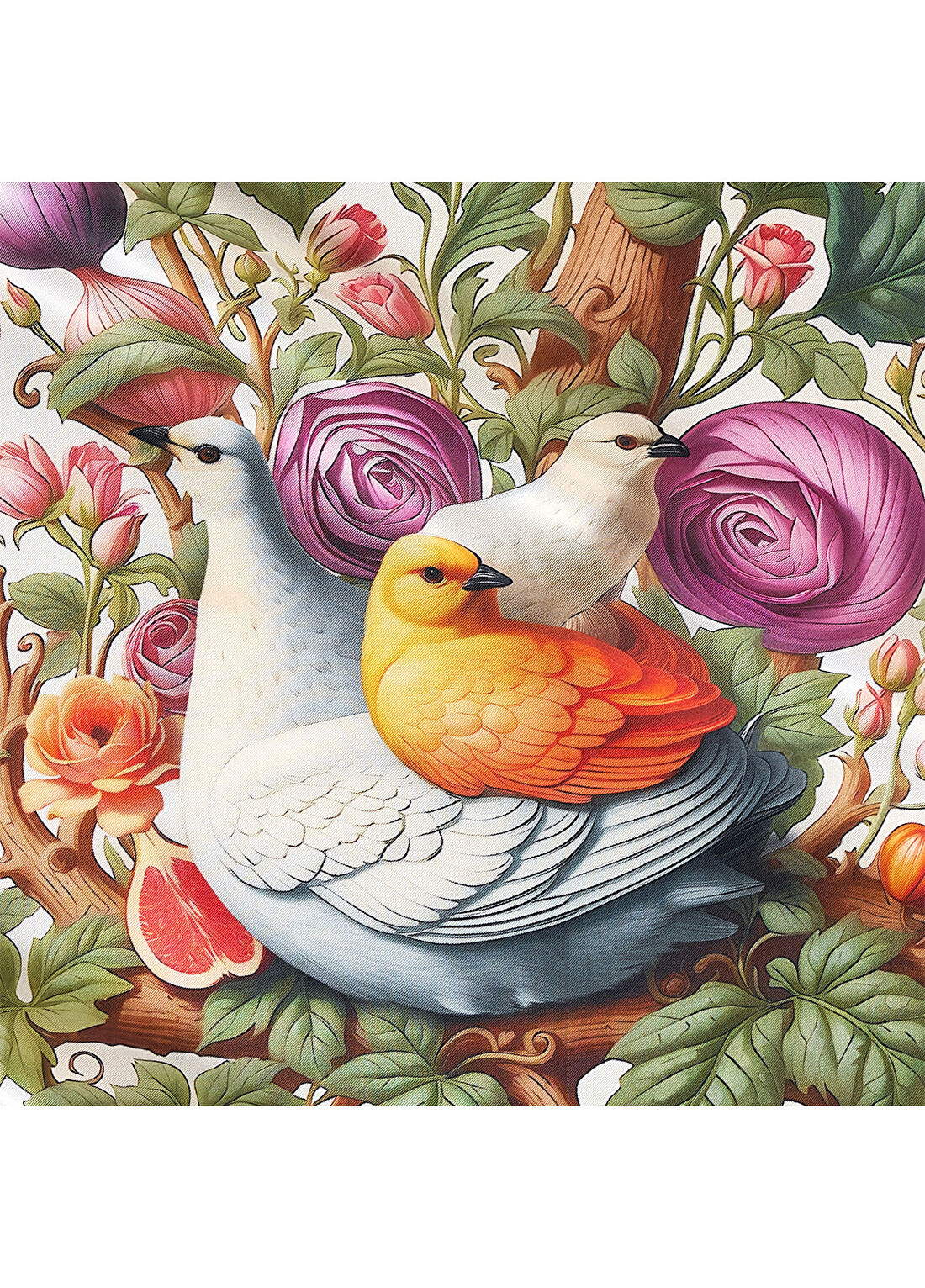 Lakin Bird Paradise Twill İpek Kadın Eşarp görsel 2