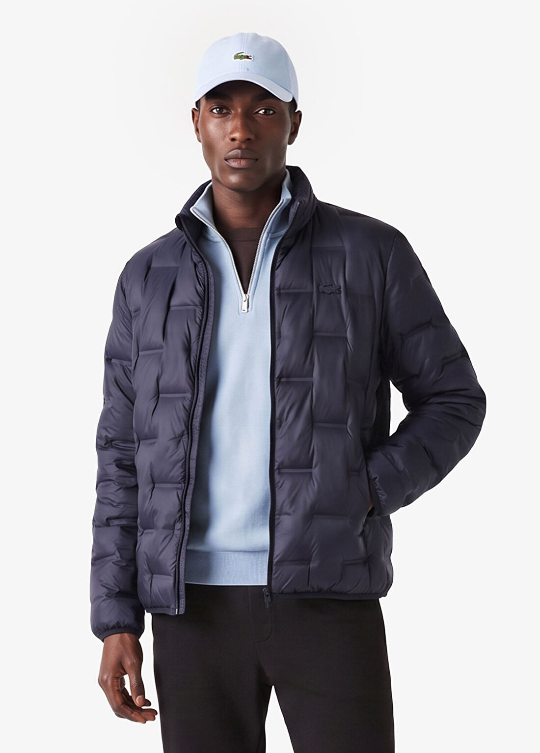 Lacoste Lacivert Regular Fit Dik Yaka Erkek Kapitone Mont görsel 2