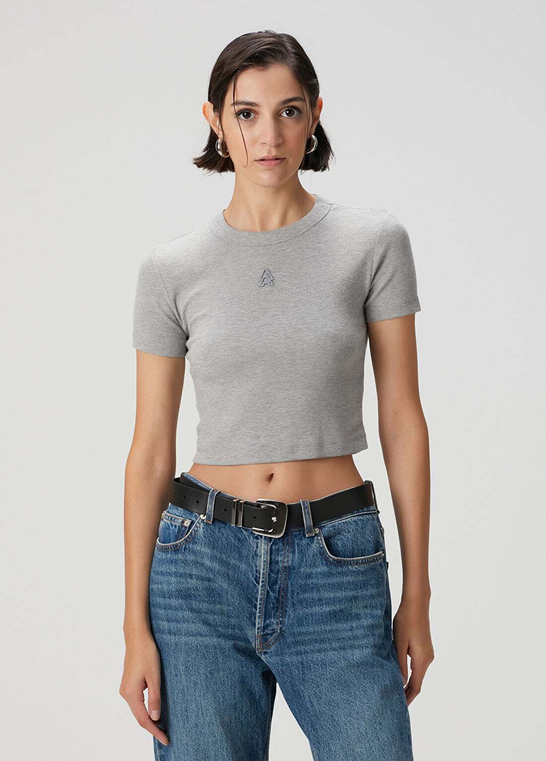Academia Gri Melanj Ribli Crop T-shirt