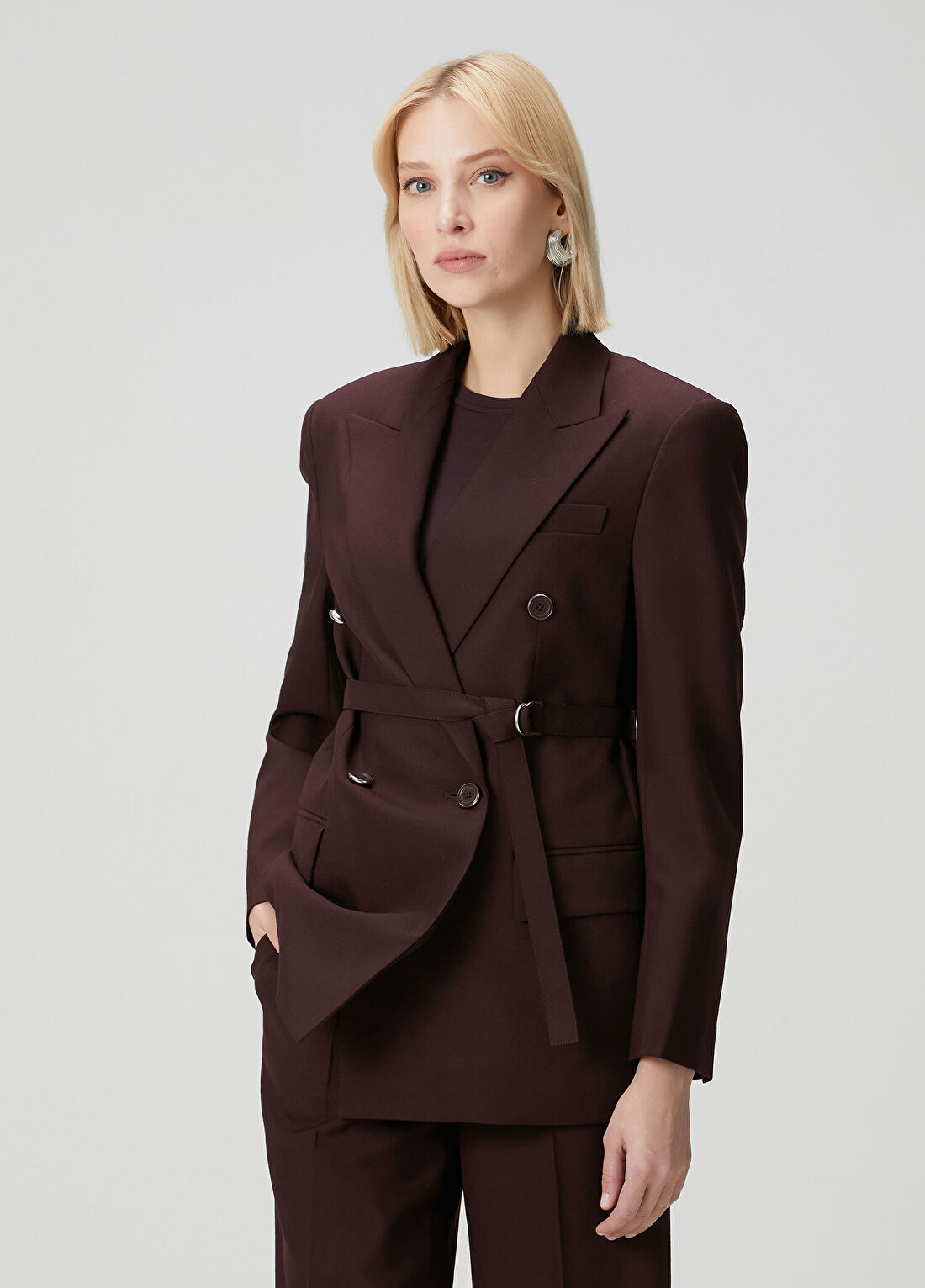 Helmut Lang Koyu Kahverengi Yün Blazer