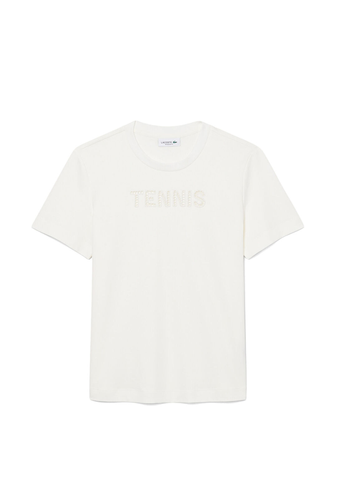 Lacoste Beyaz Baskılı Regular Fit Bisiklet Yaka Kısa Kollu Kadın T-Shirt