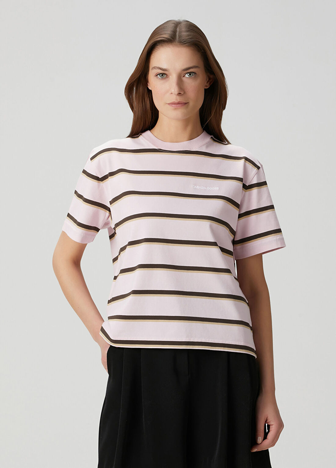 Canada Goose Roam Pembe Gri Çizgili T-shirt