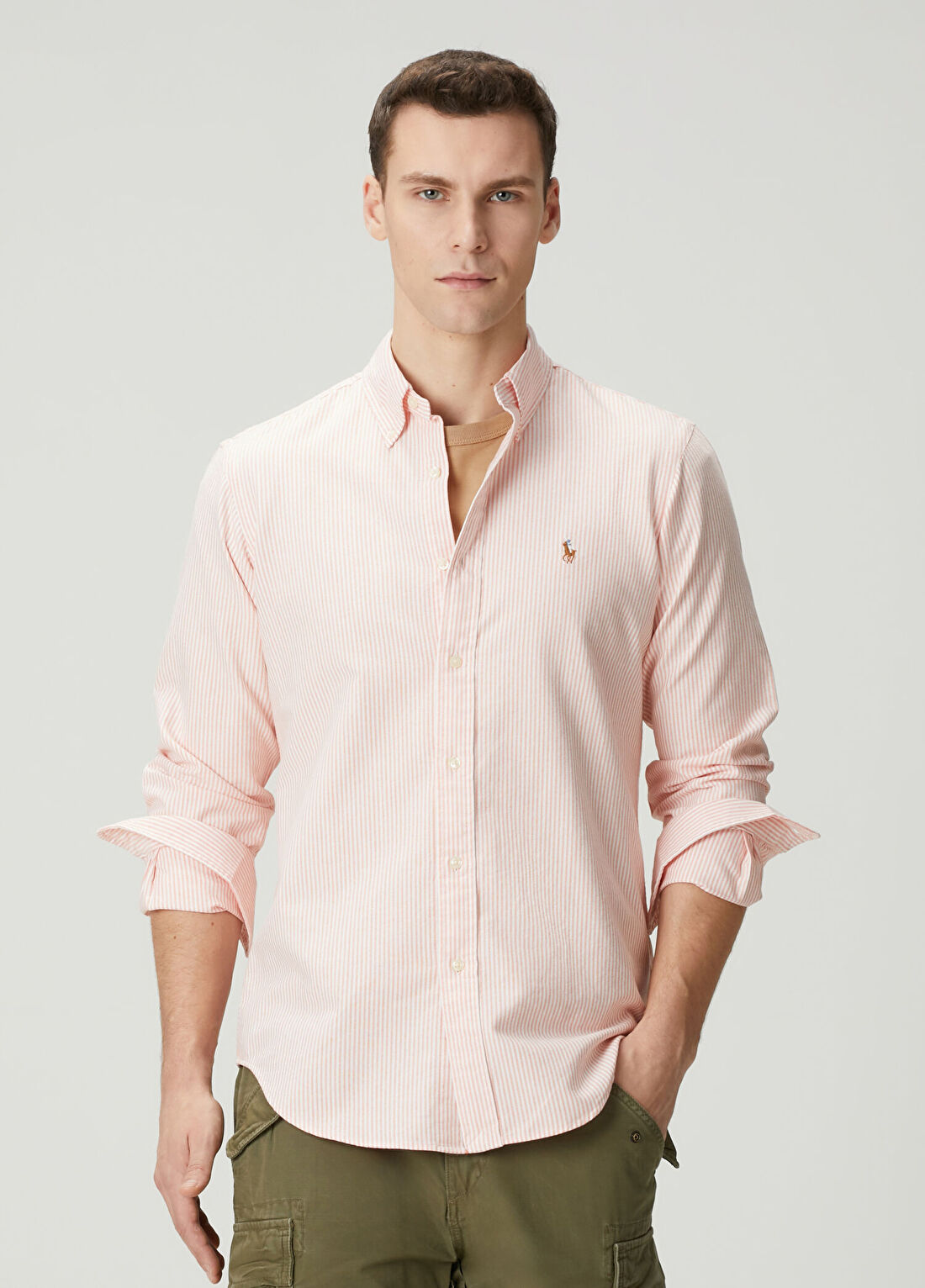 Polo Ralph Lauren Turuncu Çizgi Desenli Classic Oxford Gömlek