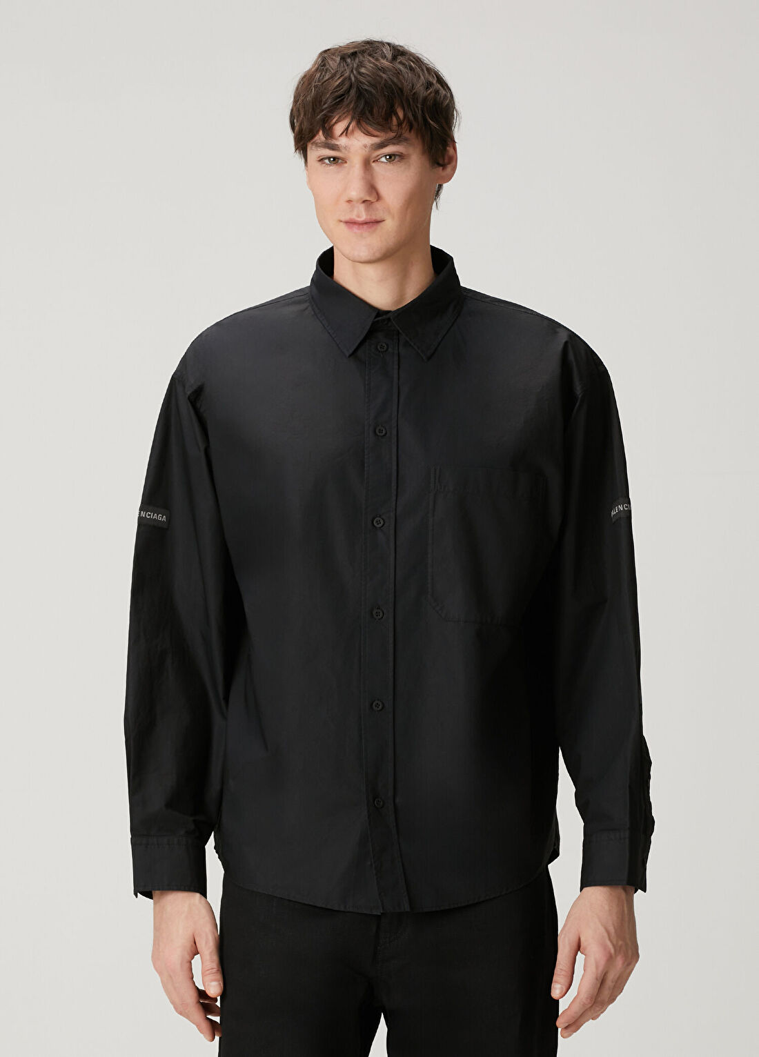 Balenciaga Siyah Oversized Gömlek