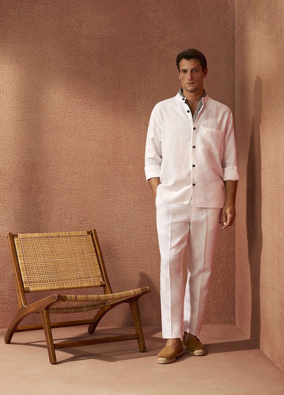 Beymen Collection Beyaz Beli Kordonlu Keten Pantolon