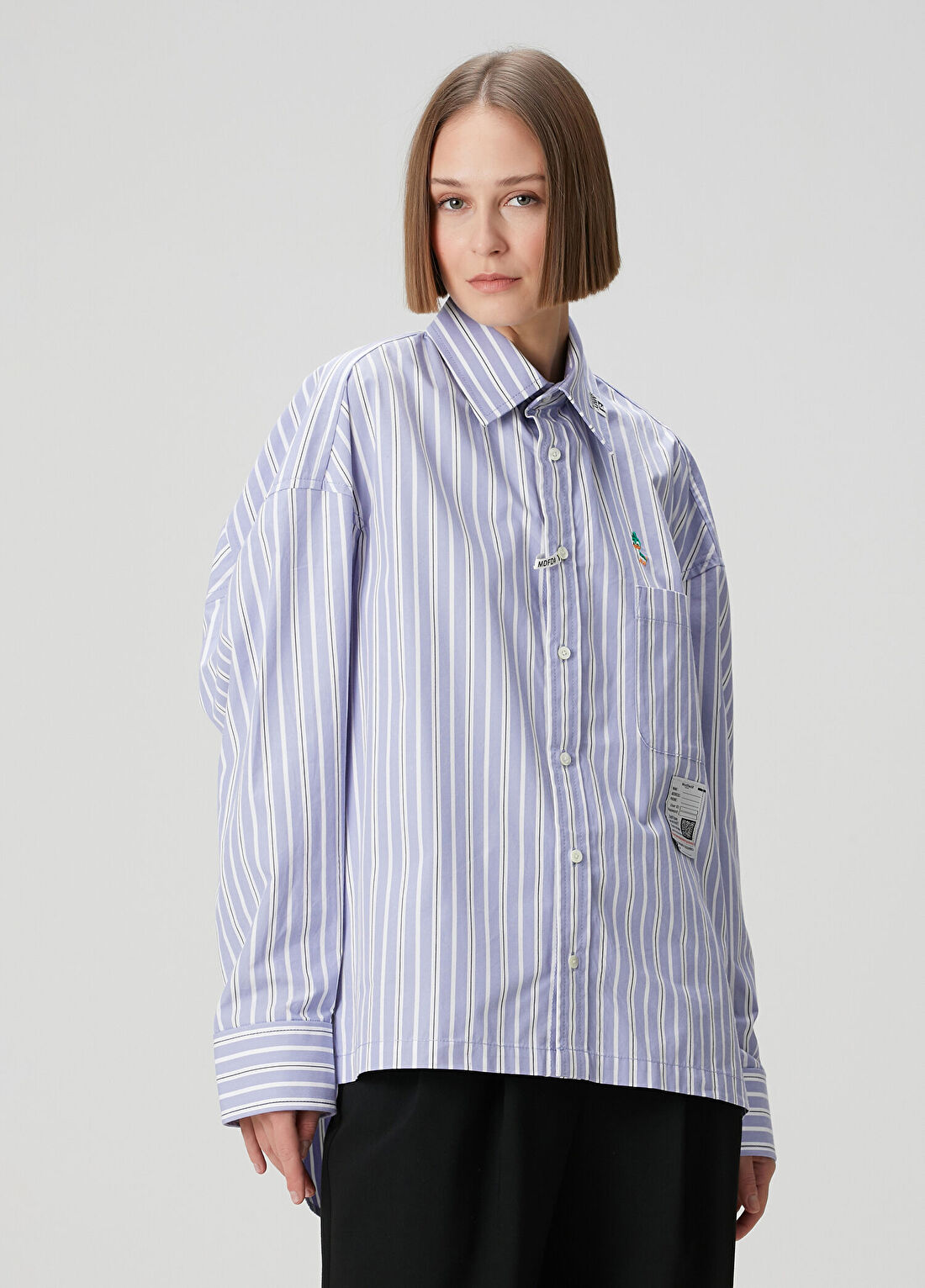 Maison Mihara Yasuhiro Leon Mavi Çizgili Gömlek