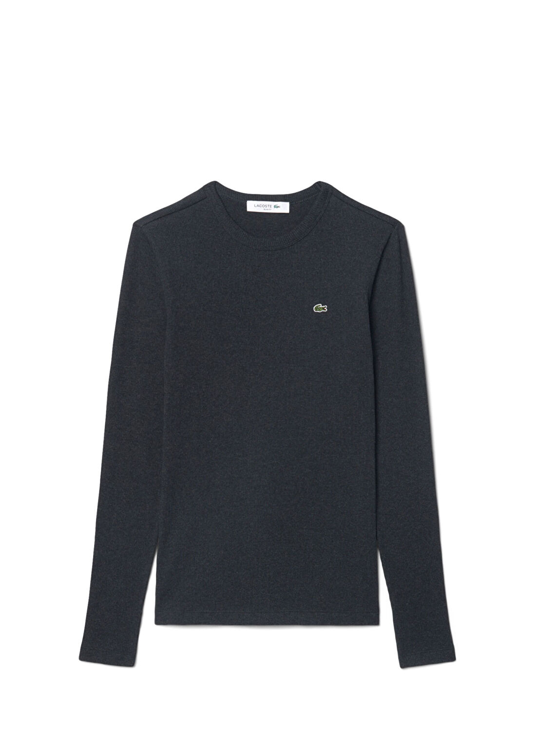 Lacoste Gri Bisiklet Yaka Slim Fit Uzun Kollu Kadın T-Shirt görsel 4