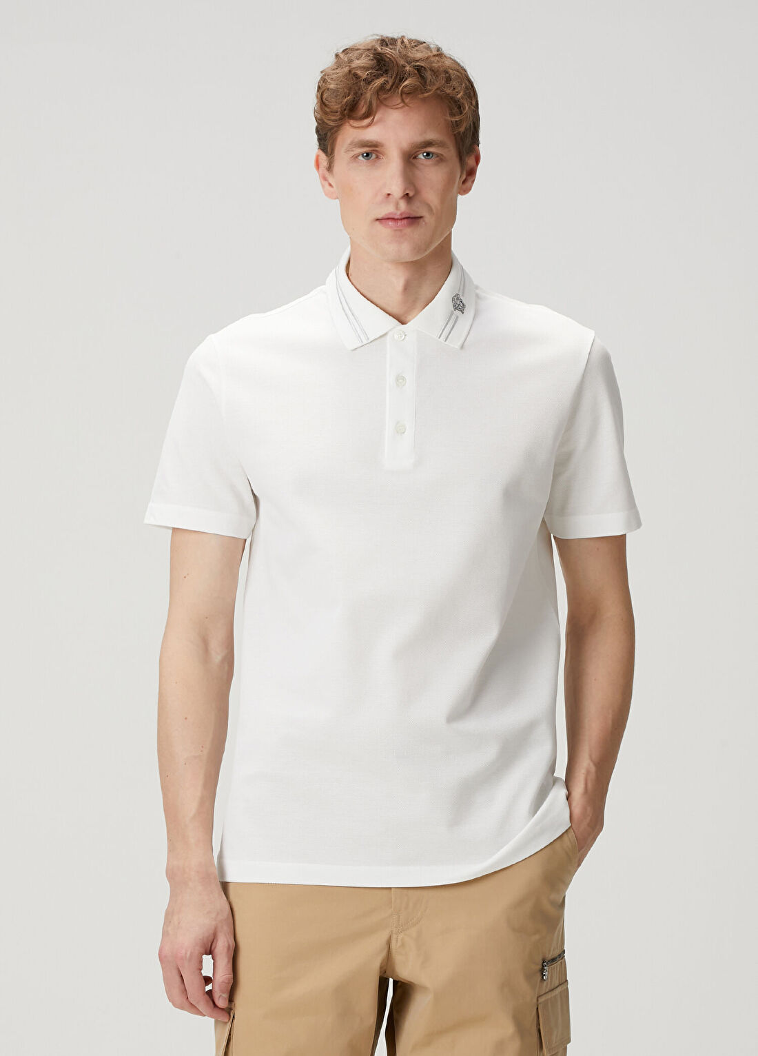 Versace Beyaz Polo Yaka T-shirt