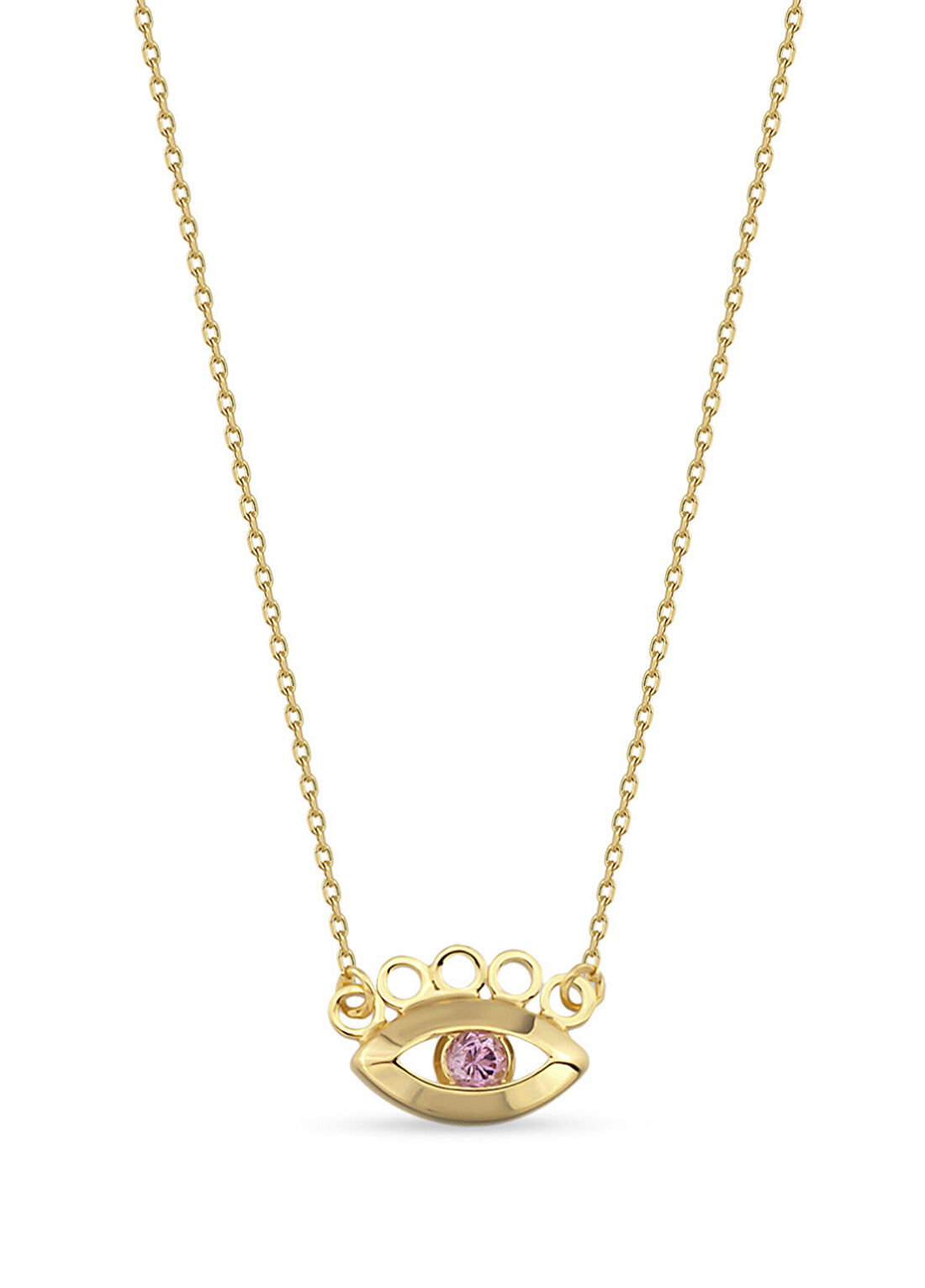 Orena Jewelry Pink Eye 14 Ayar Altın Kadın Kolye