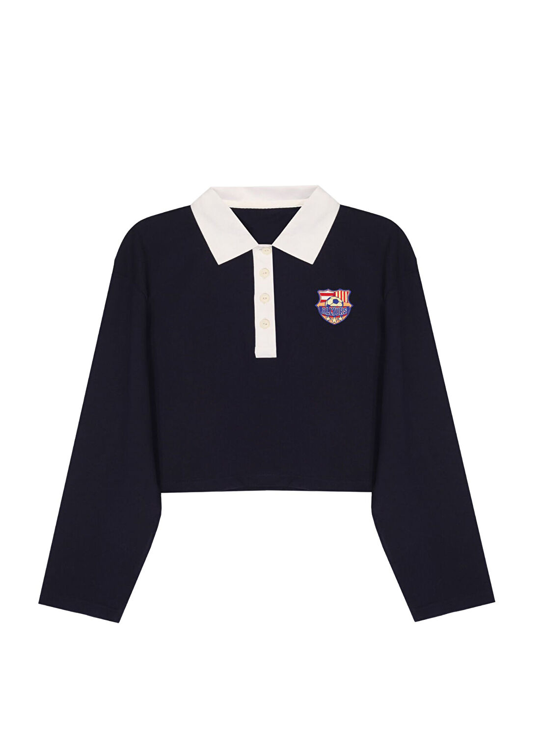Yorstruly Navy Polo Yaka Kadın Sweatshirt