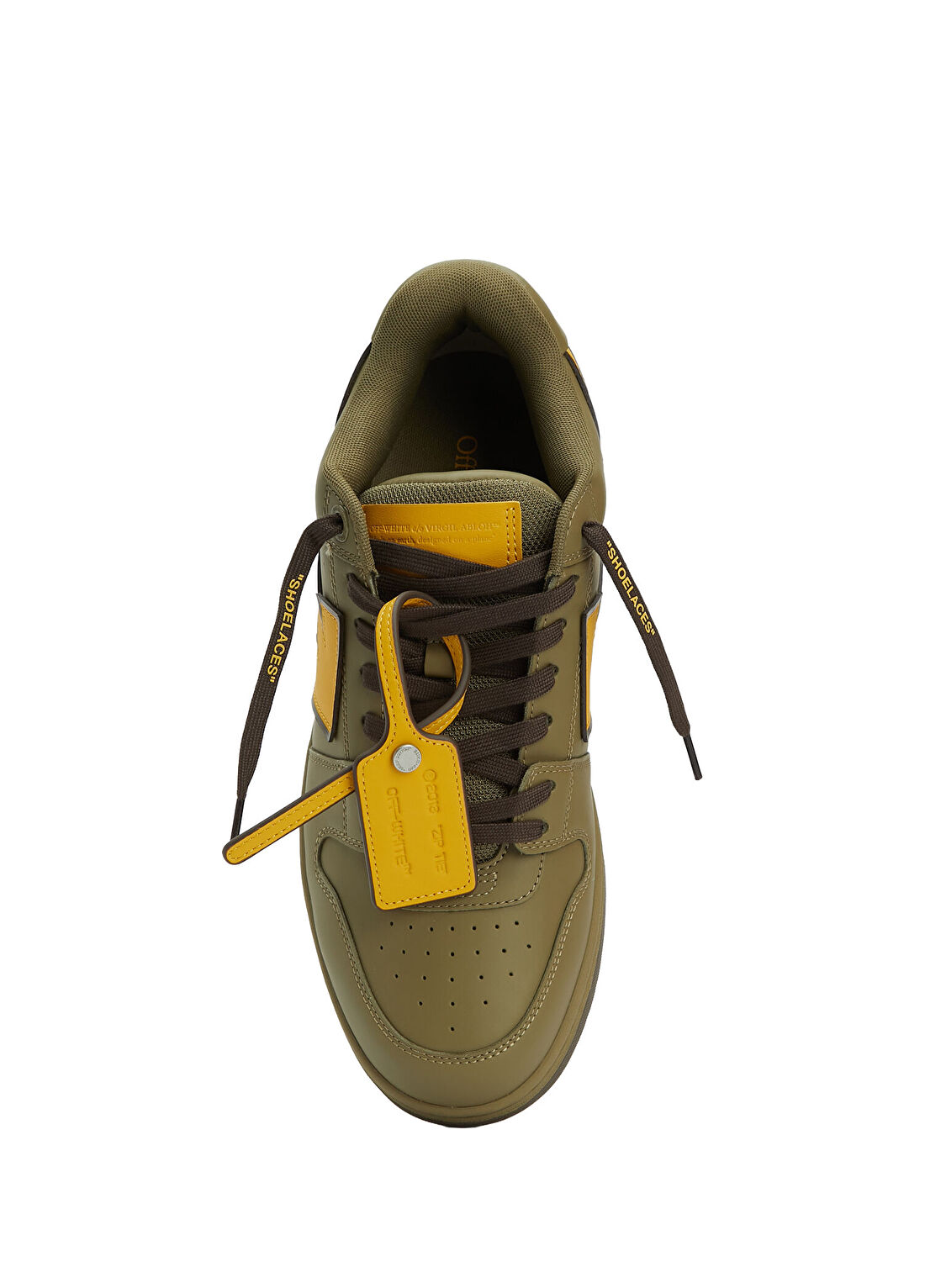 Off-White Out Of Office Haki Erkek Deri Sneaker görsel 4