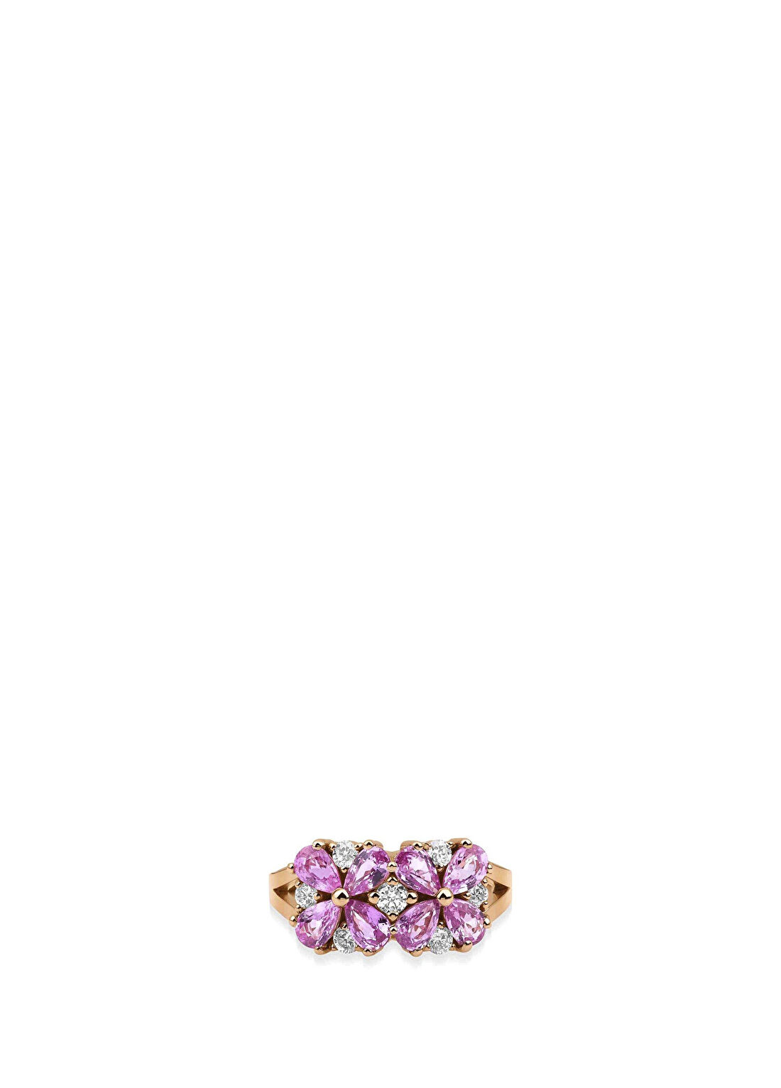 Mov Diamond Yuse Pembe Safir ve Pırlantalı 14 Ayar Altın Kadın Yüzük
