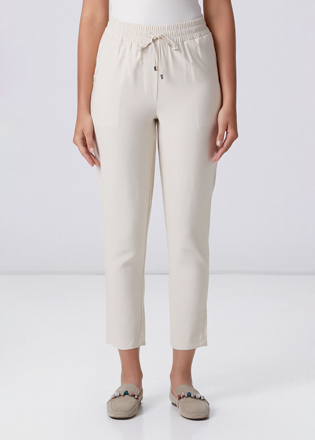 Network Bej Diyagonal Basic Jogger Pantolon görsel 2