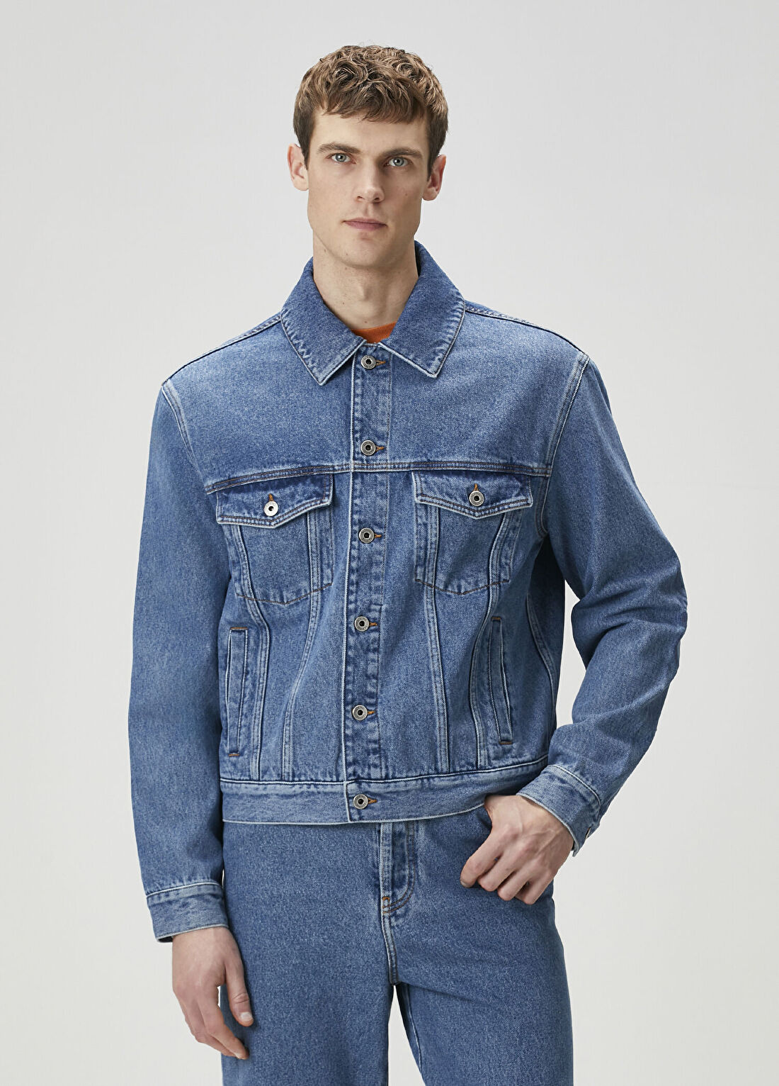 Loewe Anagram Mavi Logo Nakışlı Denim Ceket