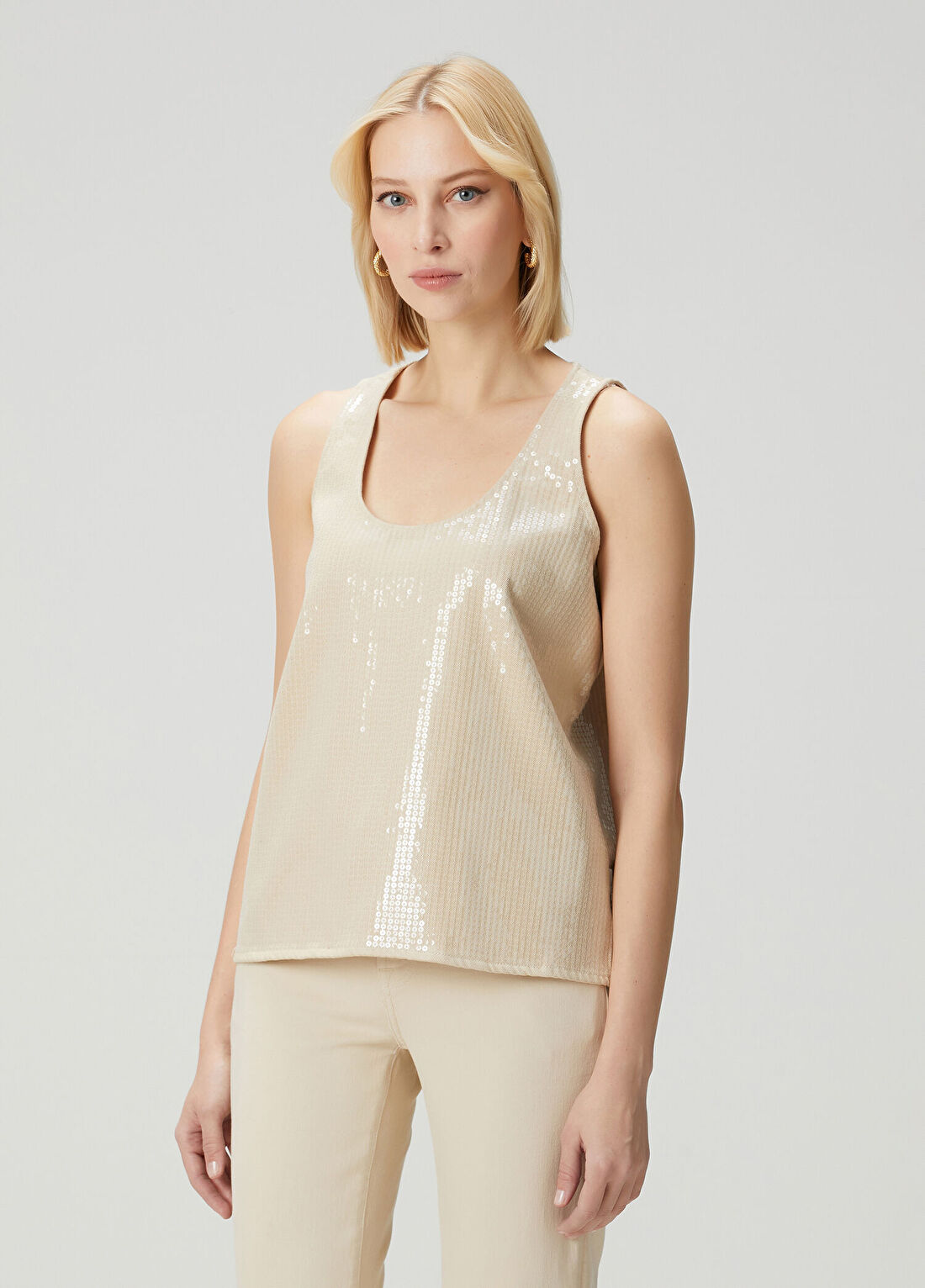 7 For All Mankind Krem Payetli Bluz görsel 3