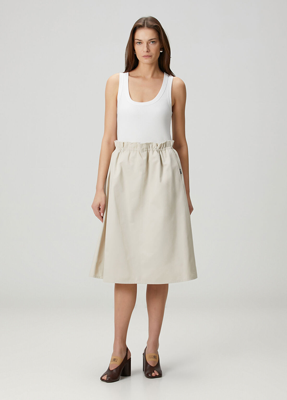 MM6 Maison Margiela Bej Midi Etek