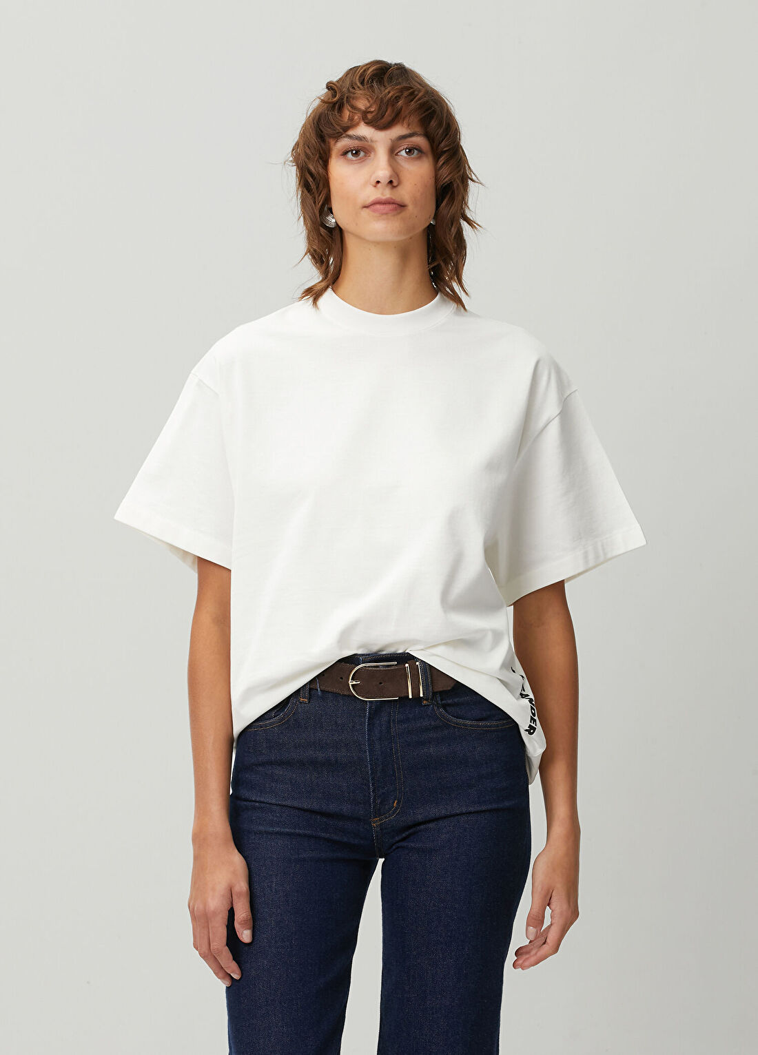 Jil Sander Ekru Logo Detaylı T-shirt