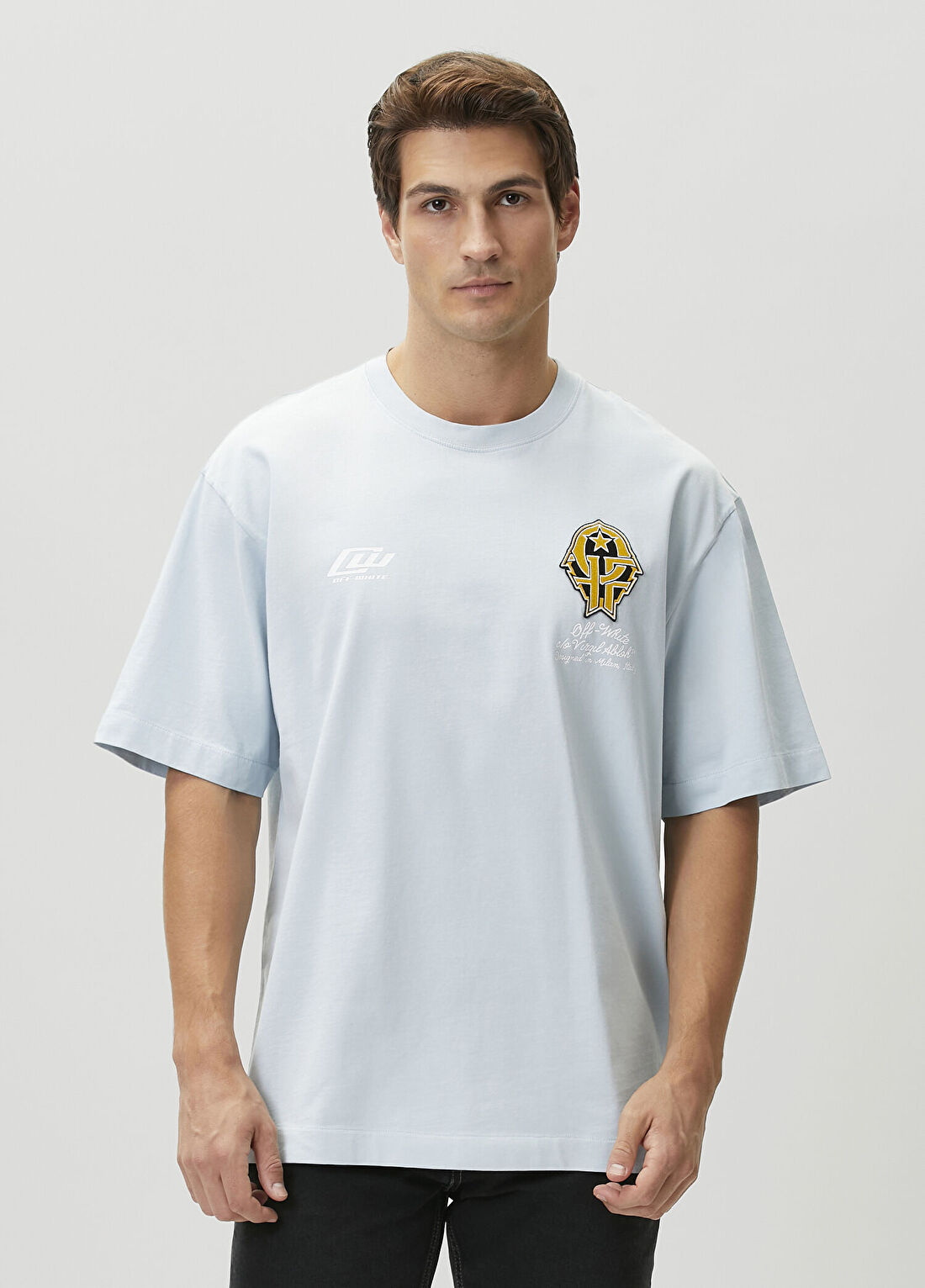 Off-White Açık Mavi Patch Detaylı T-shirt