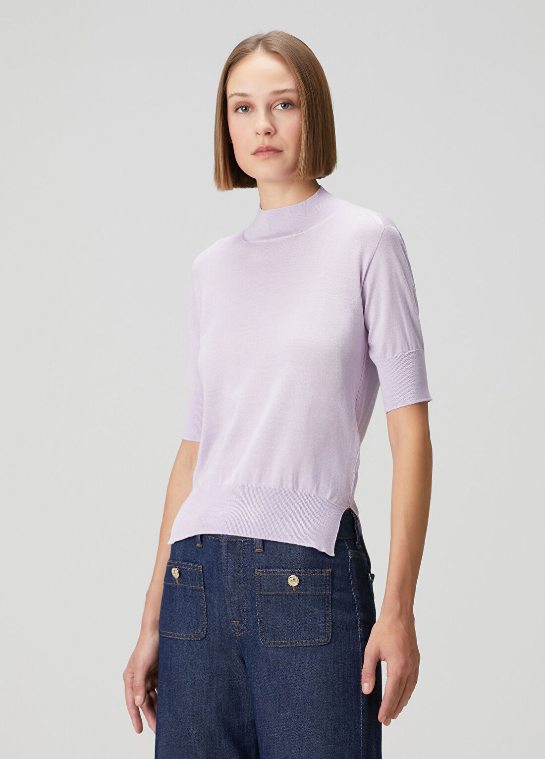 Jil Sander Lila Yırtmaç Detaylı Triko