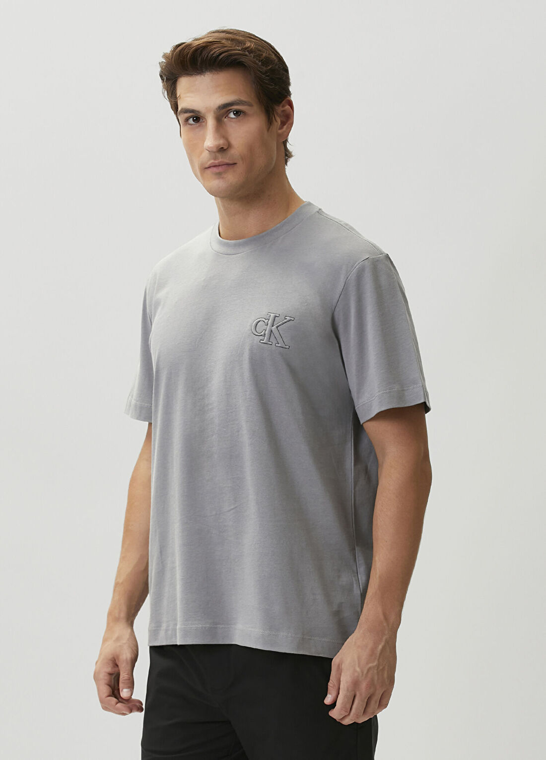 CK Jeans Regular Fit Easy Monogram Gri T-shirt görsel 3