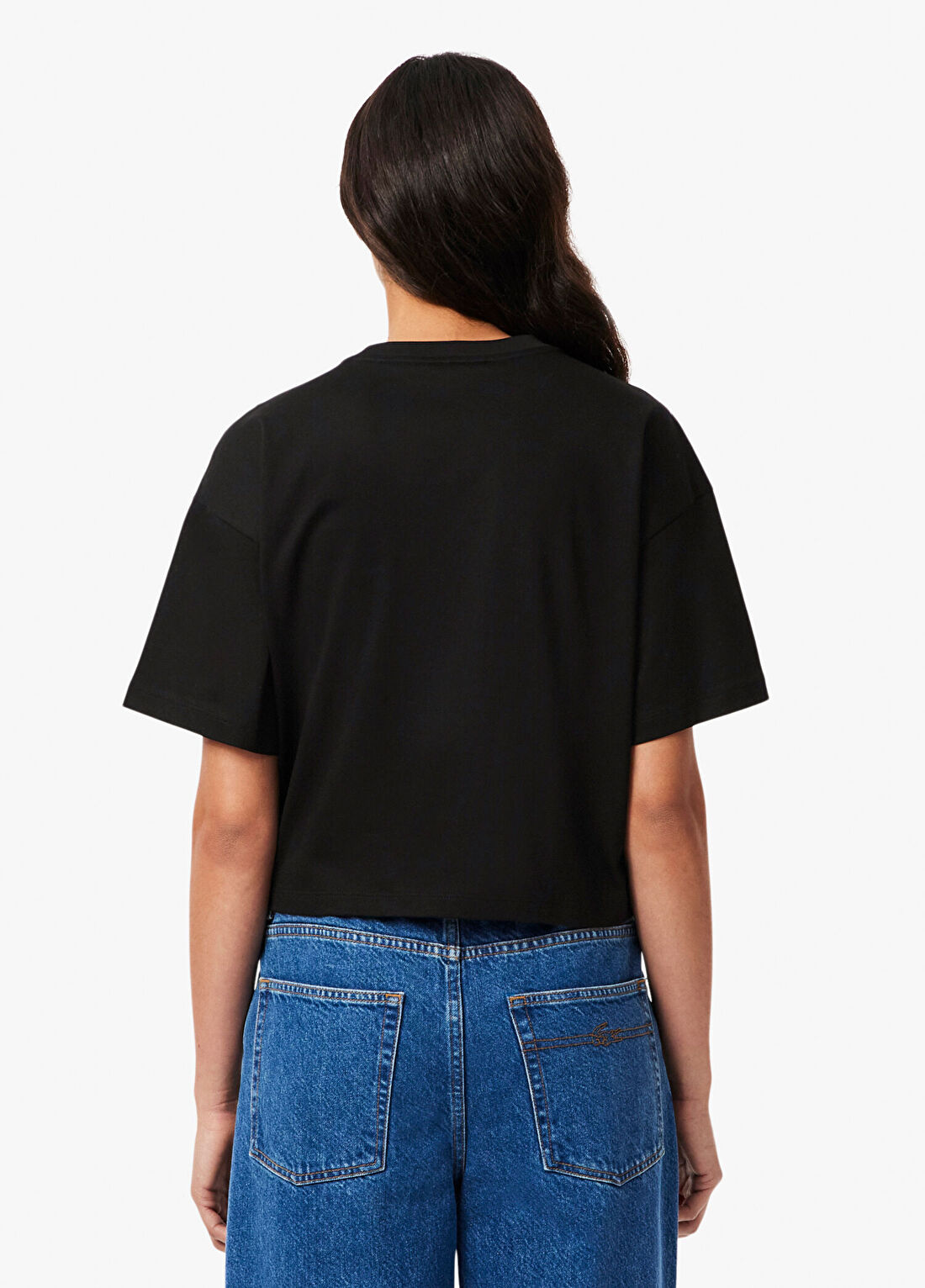 Lacoste Siyah Relaxed Fit Bisiklet Yaka Kısa Kollu Kadın T-Shirt görsel 3