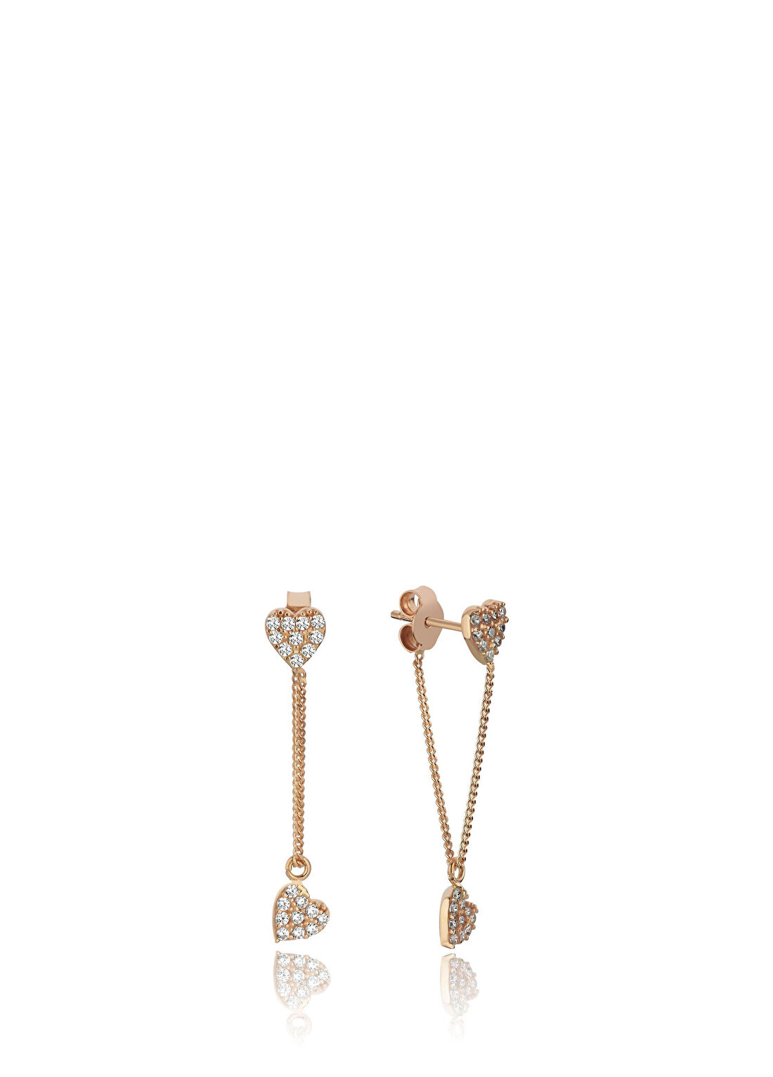 Hamza Yılmaz Jewelry Kalp Zincir 14 Ayar Altın Kadın Küpe