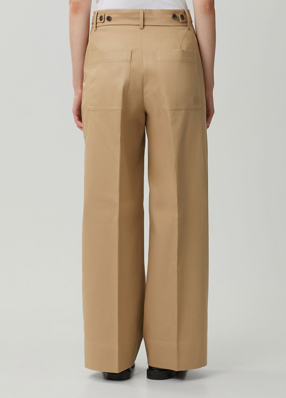 Tommy Hilfiger Bej Wide Leg Chino Pantolon görsel 4