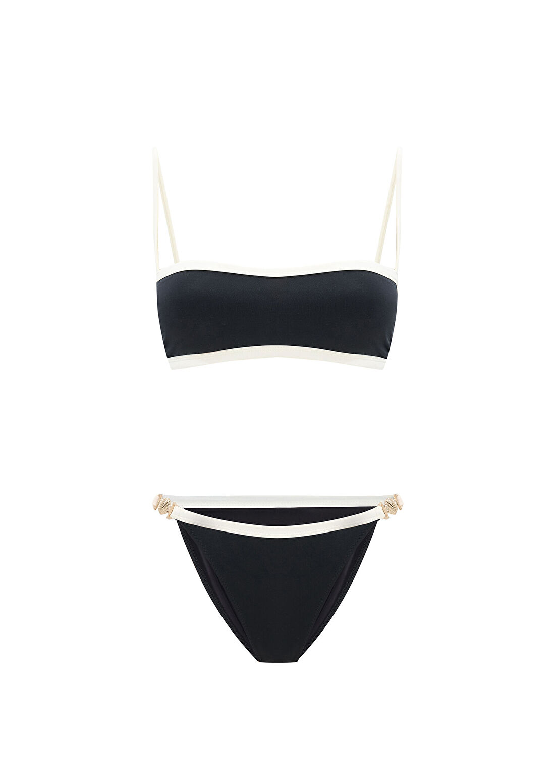 Bia Swimwear Luna Black Bia Logolu Çift Renk Straplez Kadın Bikini Takımı