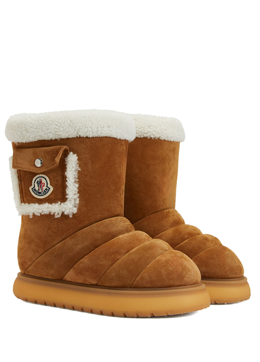 Moncler Taba Logolu Kadın Süet Kar Botu görsel 2