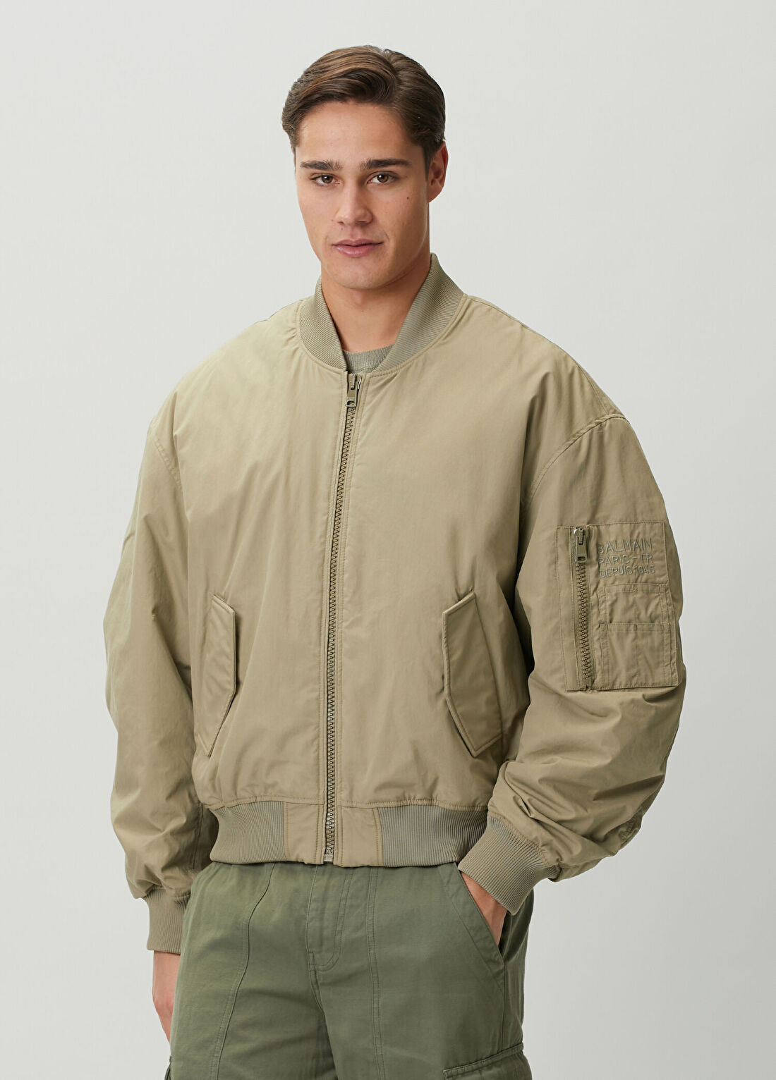 Balmain Haki Bomber Ceket görsel 3