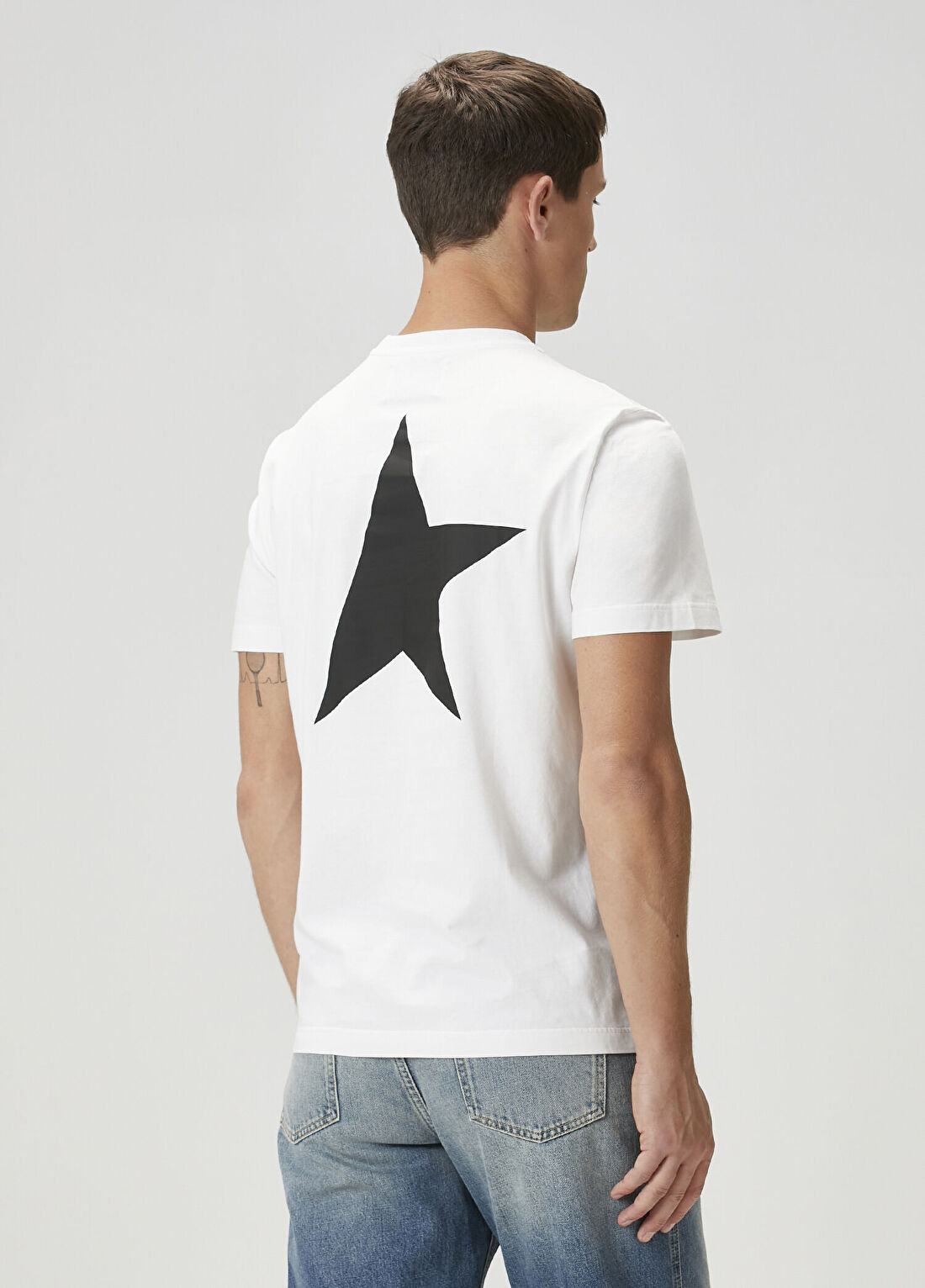 Golden Goose Regular Fit Star Siyah Beyaz Logo Baskılı T-shirt görsel 4