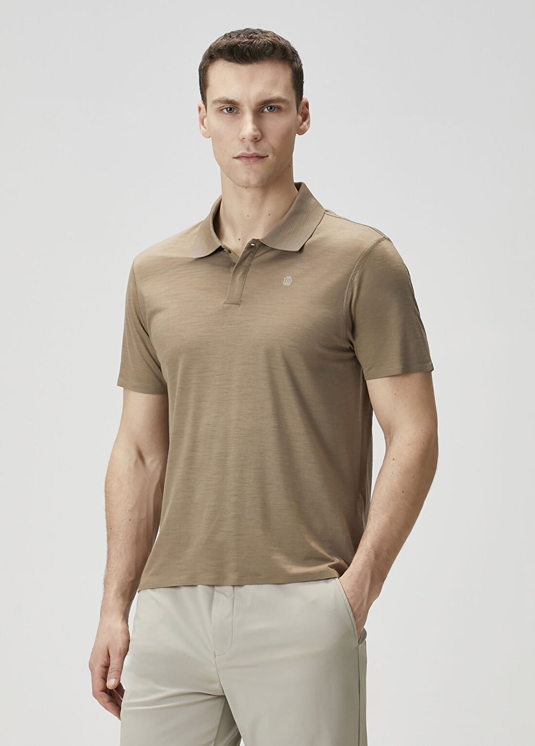 Dunhill Taba Polo Yaka Yün T-shirt görsel 3