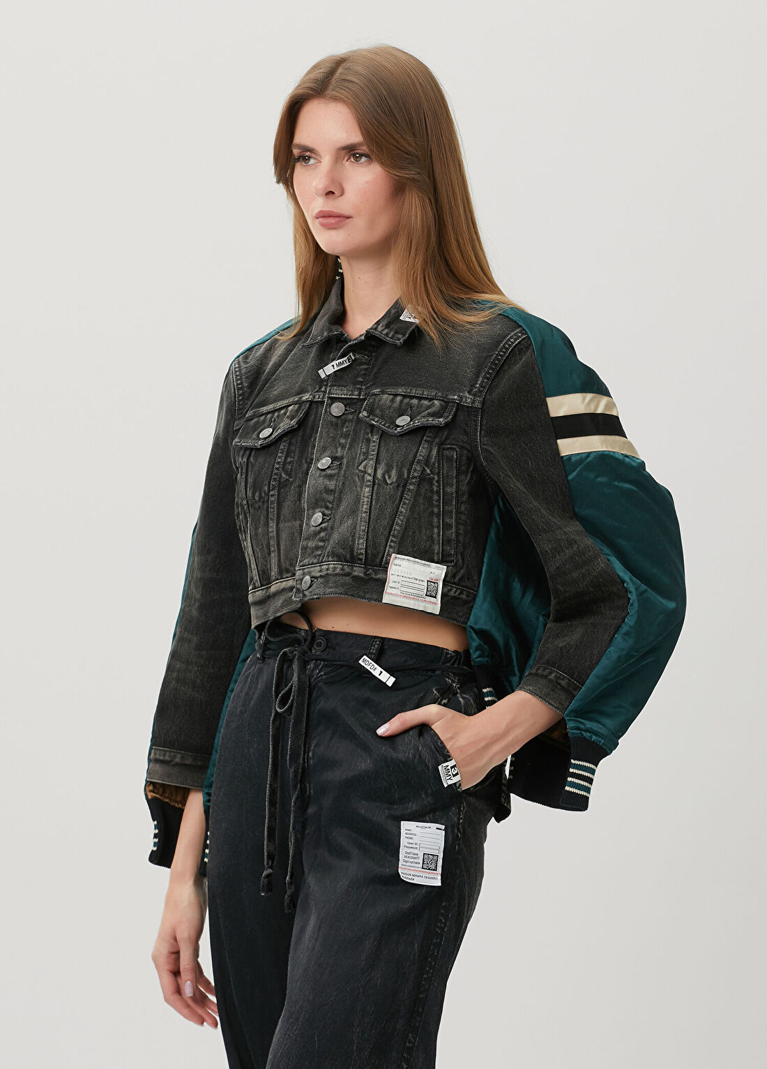 Maison Mihara Yasuhiro Siyah Garni Detaylı Denim Ceket görsel 3