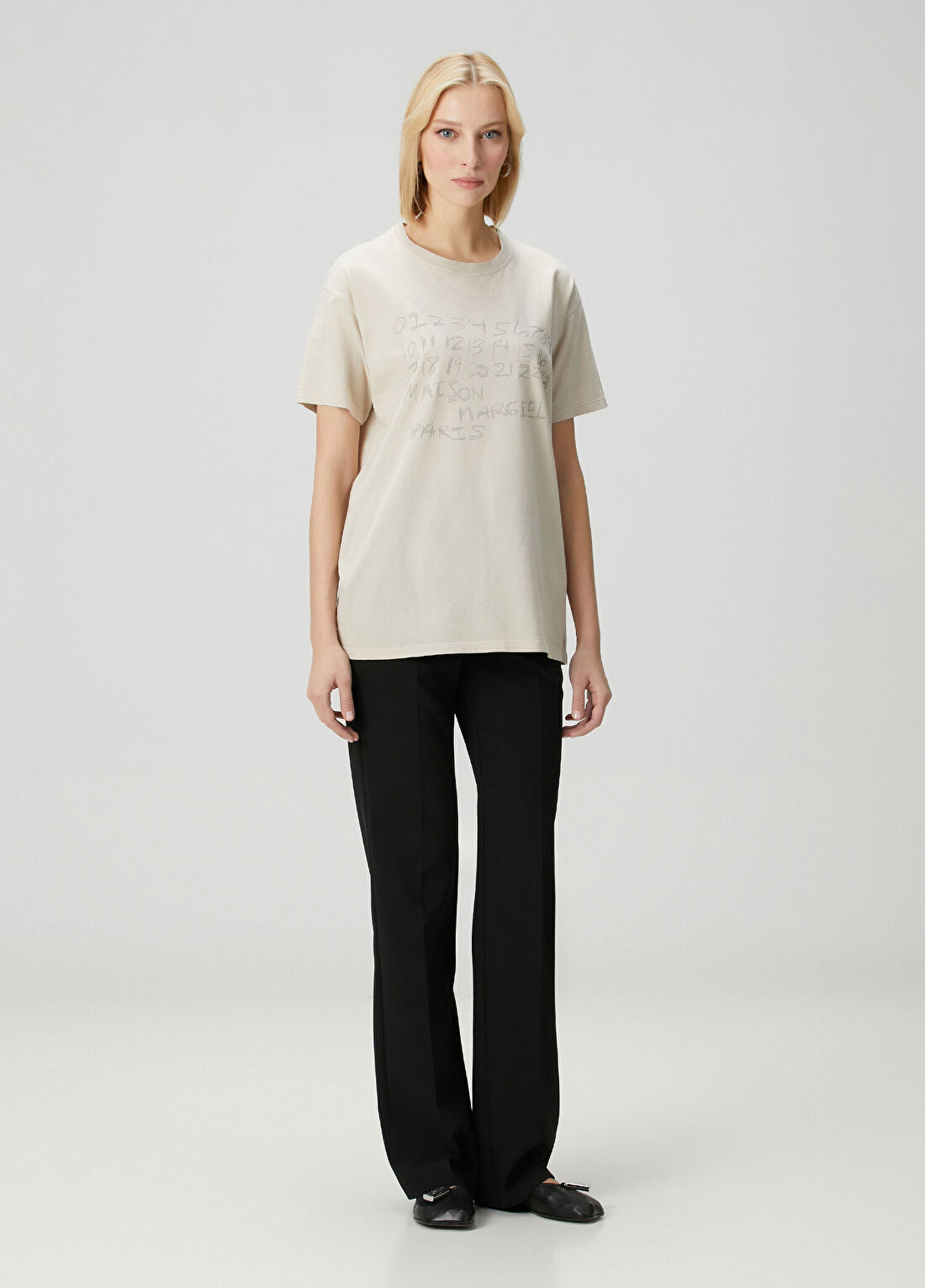 Maison Margiela Bej Baskılı T-shirt görsel 2