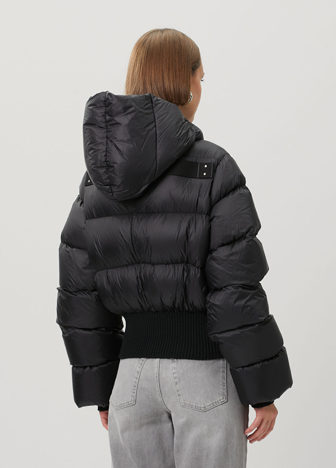 Rick Owens Siyah Kapüşonlu Puffer Mont görsel 4