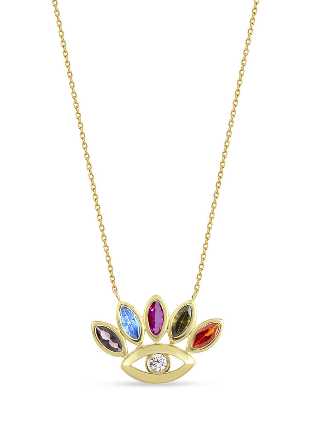 Orena Jewelry Eye Pırlanta Taşlı 14 Ayar Altın Kadın Kolye