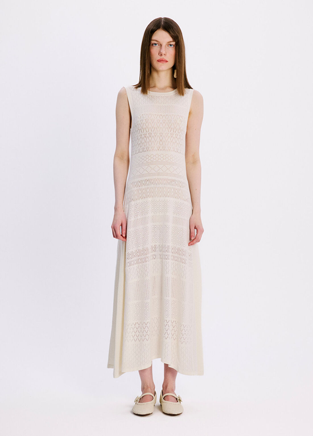 Atelier38 Hawaii Beyaz Dantelli Kadın Elbise