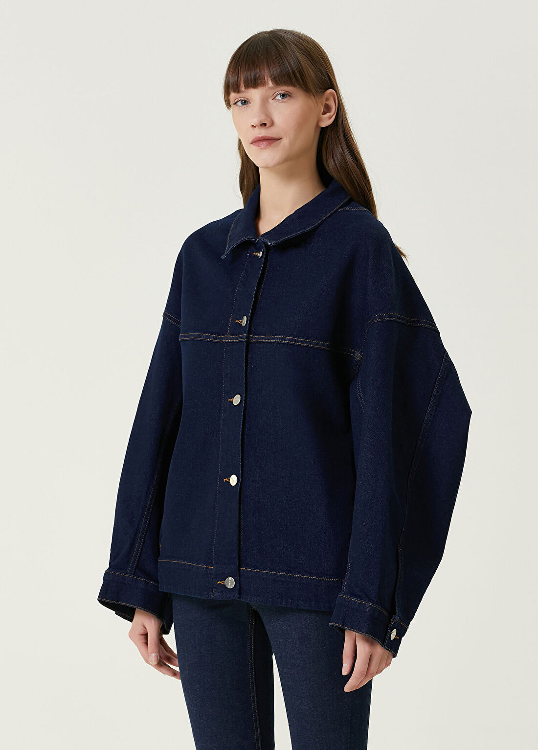 Dare London London Koyu Mavi Kadın Jean Ceket görsel 2