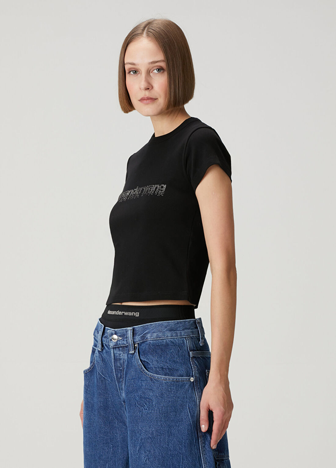 Alexander Wang Siyah Hotfix Logolu T-shirt görsel 3