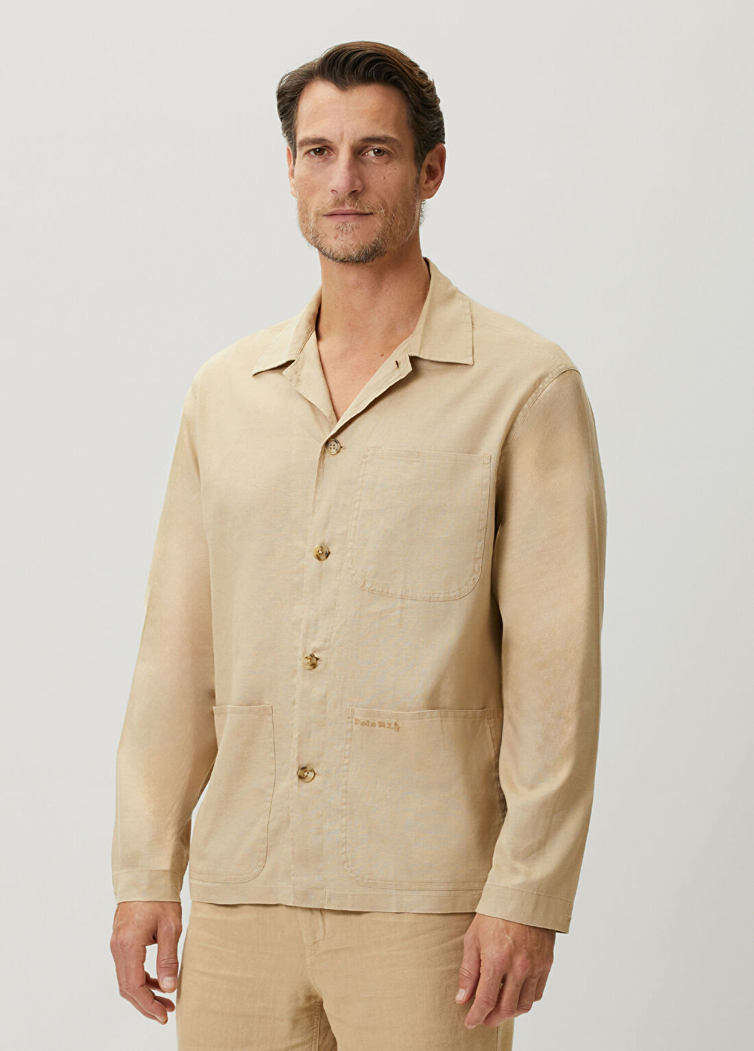 Polo Ralph Lauren Bej Keten Gömlek görsel 3