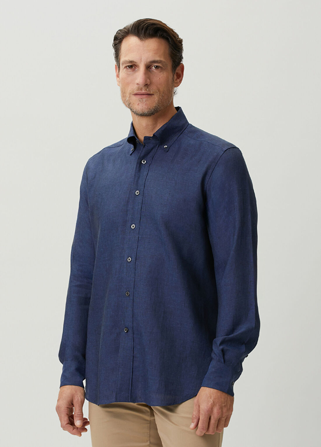 Corneliani Lacivert Keten Gömlek görsel 3