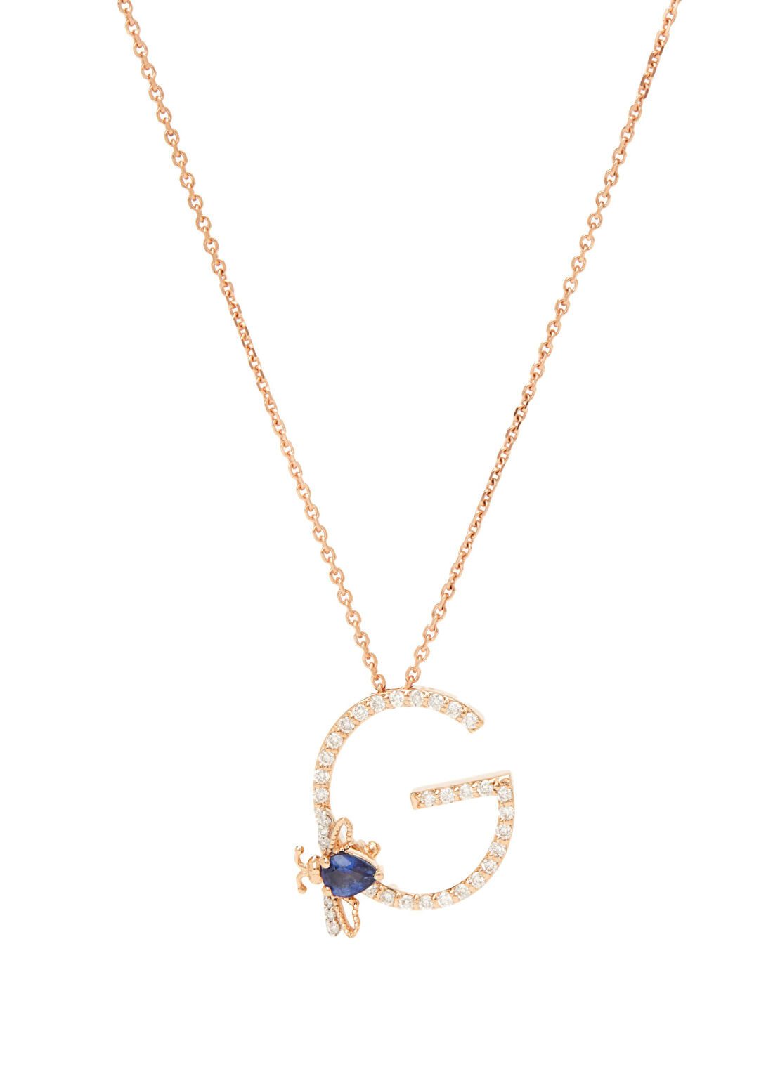 Bee Goddess Letters G Elmas Safir Kadın Altın Kolye