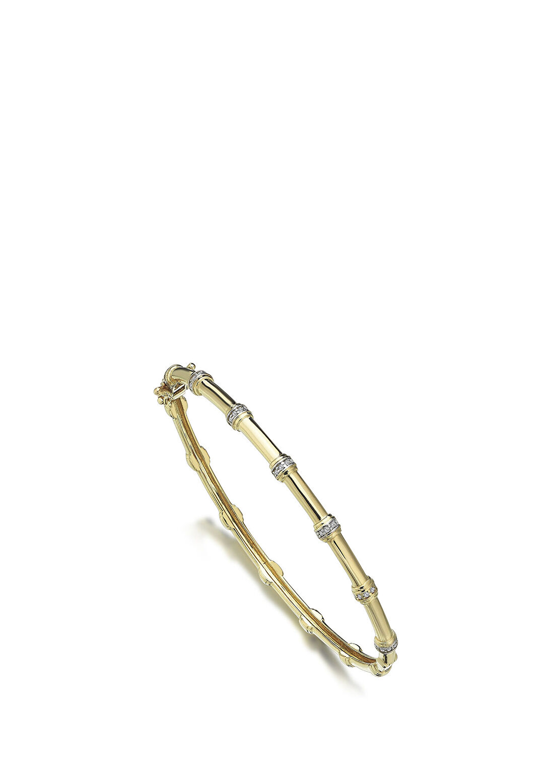 Reis Kuyumculuk Insula Bone Bangle Pırlanta Taşlı 14 Ayar Rose Gold Kadın Bileklik