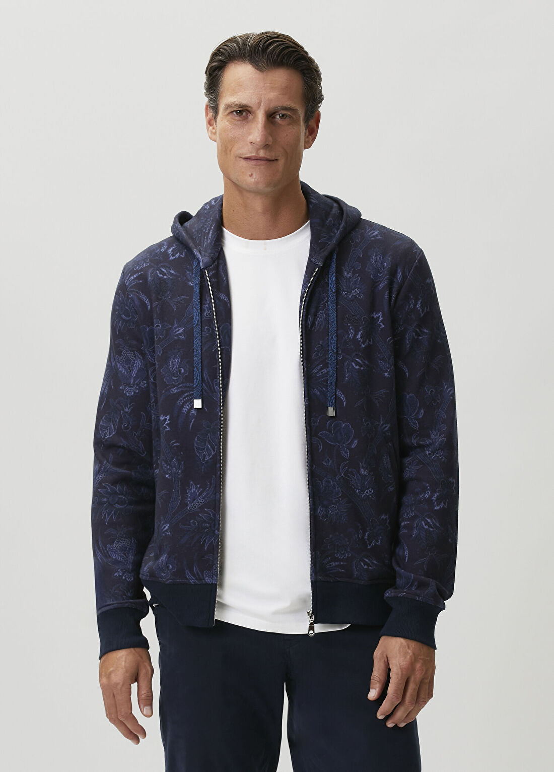 Etro Lacivert Kapüşonlu Desenli Sweatshirt