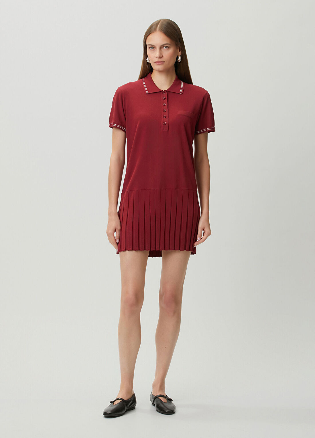 The Garment Madison Tennis Bordo Mini Polo Pike Elbise
